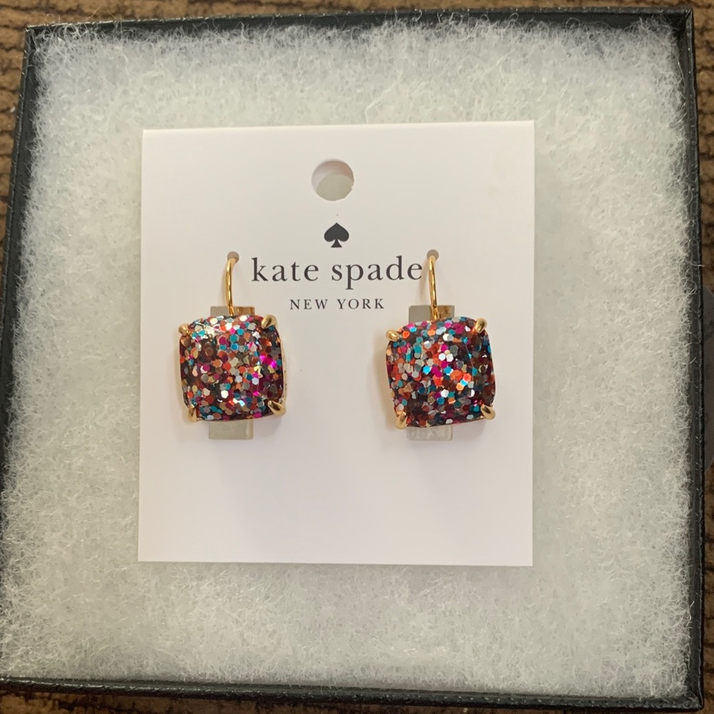 Kate Spade Colorful Glitter Square Earrings - Picture 1 of 1